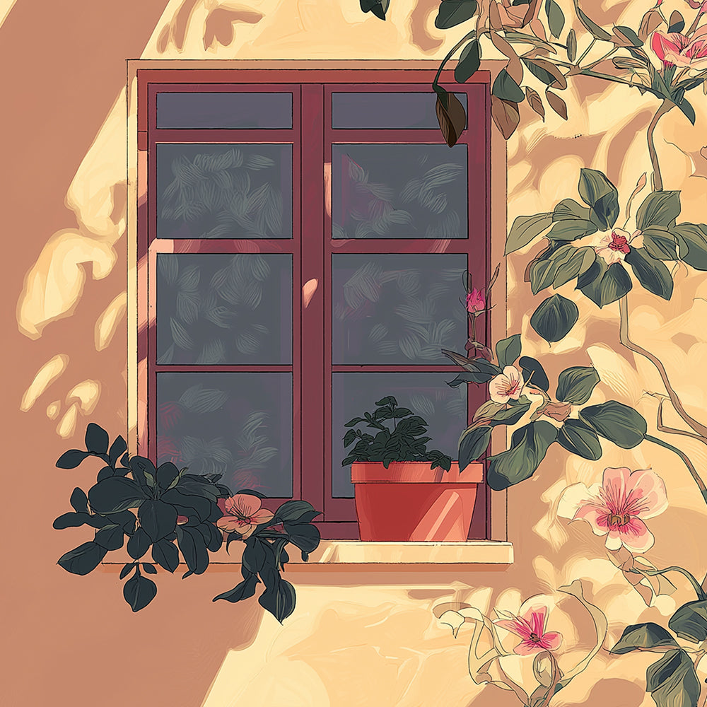 Plantes et Fleurs en Pot en Bord de la Fenêtre Mini Peinture par Numéros
