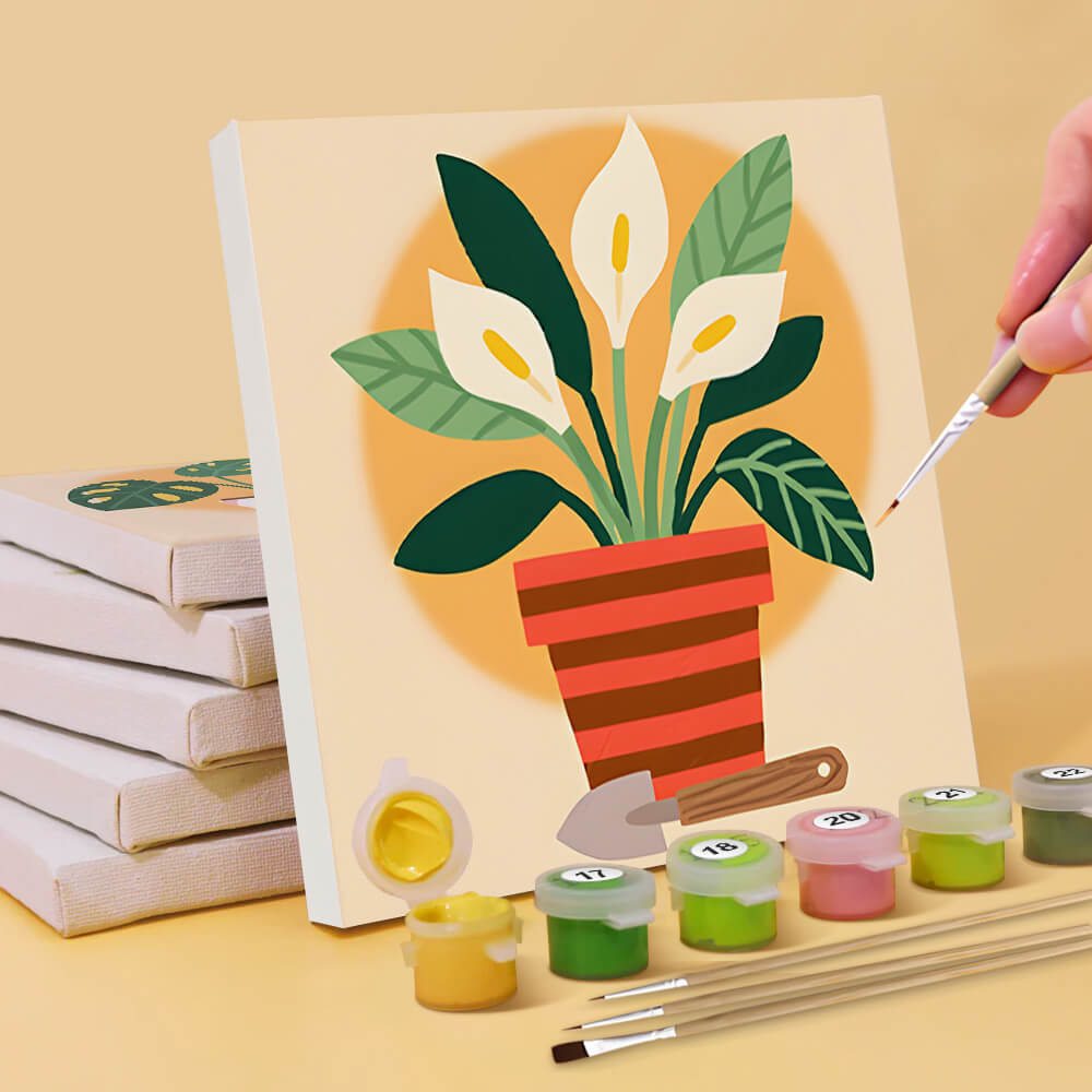 Plantes Tropicales en Pot 6 Mini Peintures par Numéros