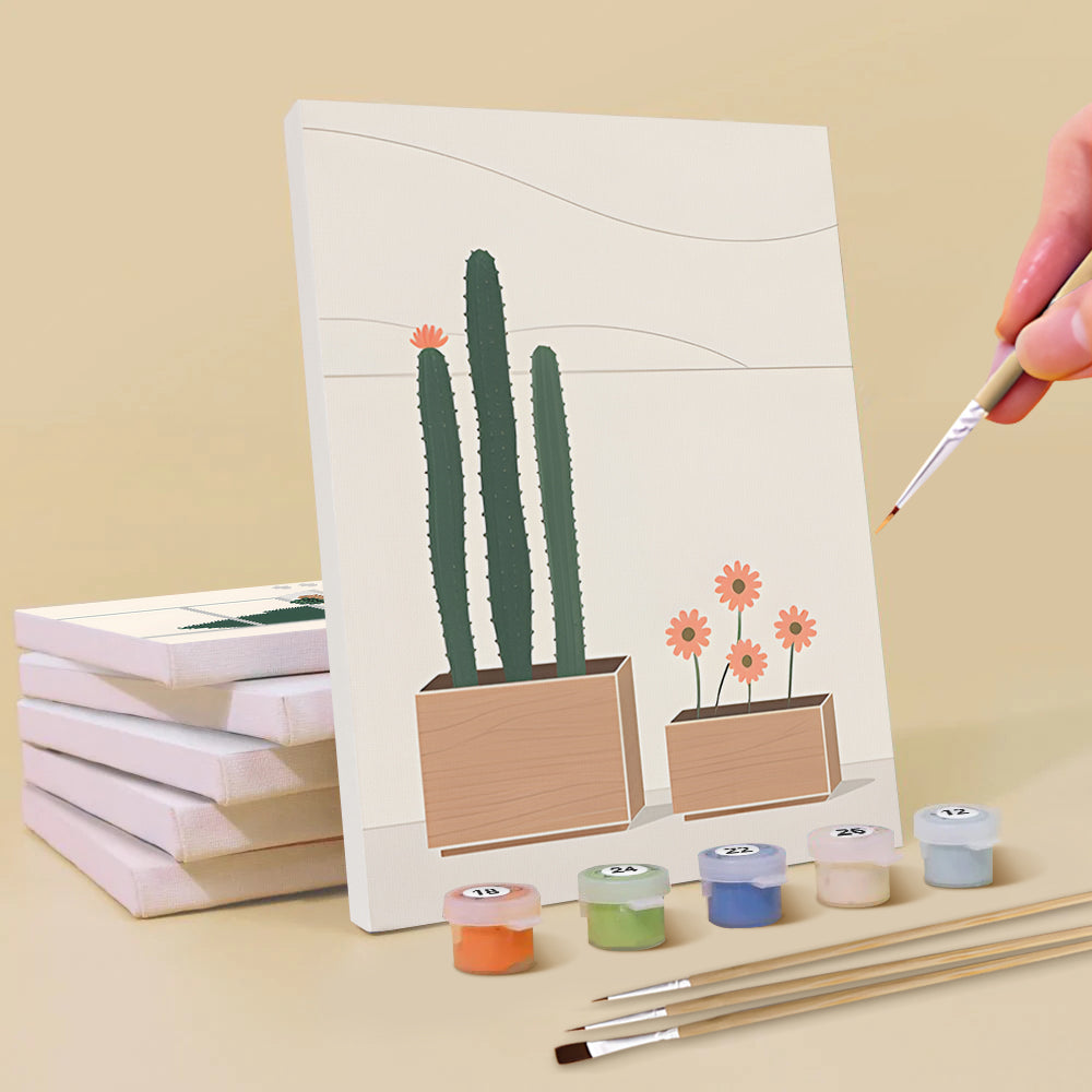 Plantes Vertes Simples et Calmes 6 Mini Peintures par Numéros