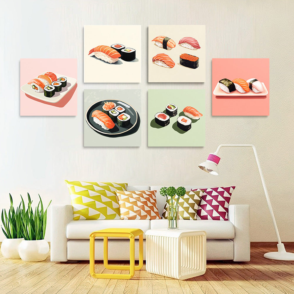 Plateau de Sushi 6 Mini Peintures par Numéros