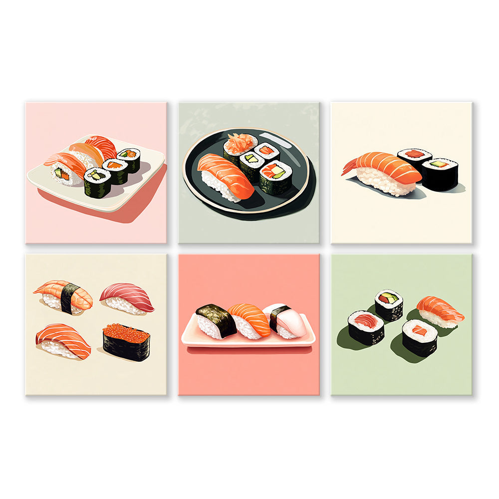 Plateau de Sushi 6 Mini Peintures par Numéros