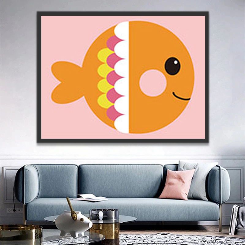 Poisson Cartoon d'Enfants Peinture par Numéros