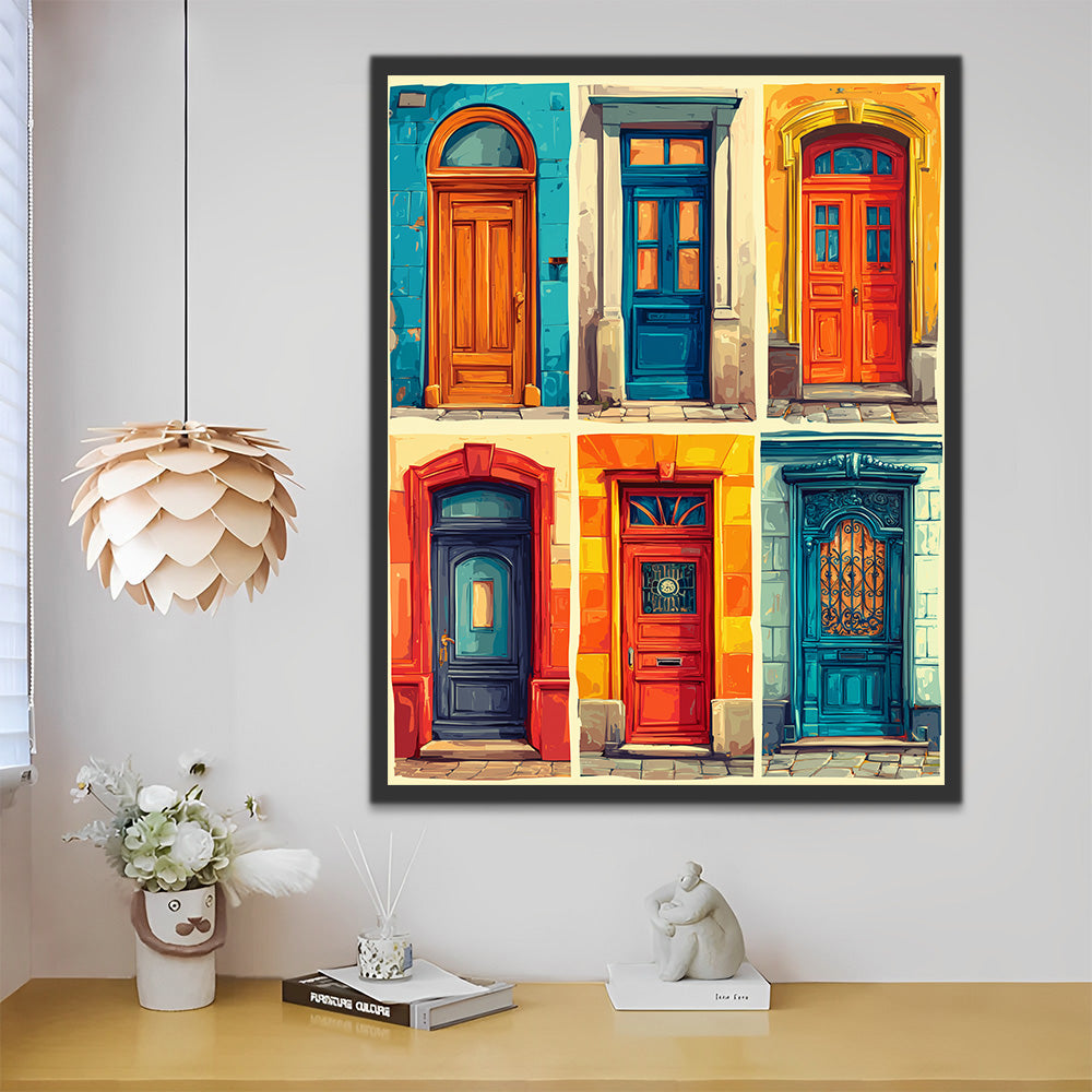 Porte de Style Européen Colorée Peinture par Numéros