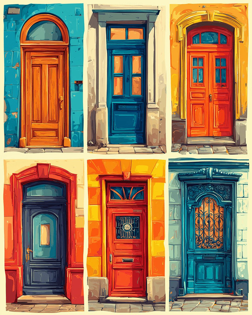 Porte de Style Européen Colorée Peinture par Numéros