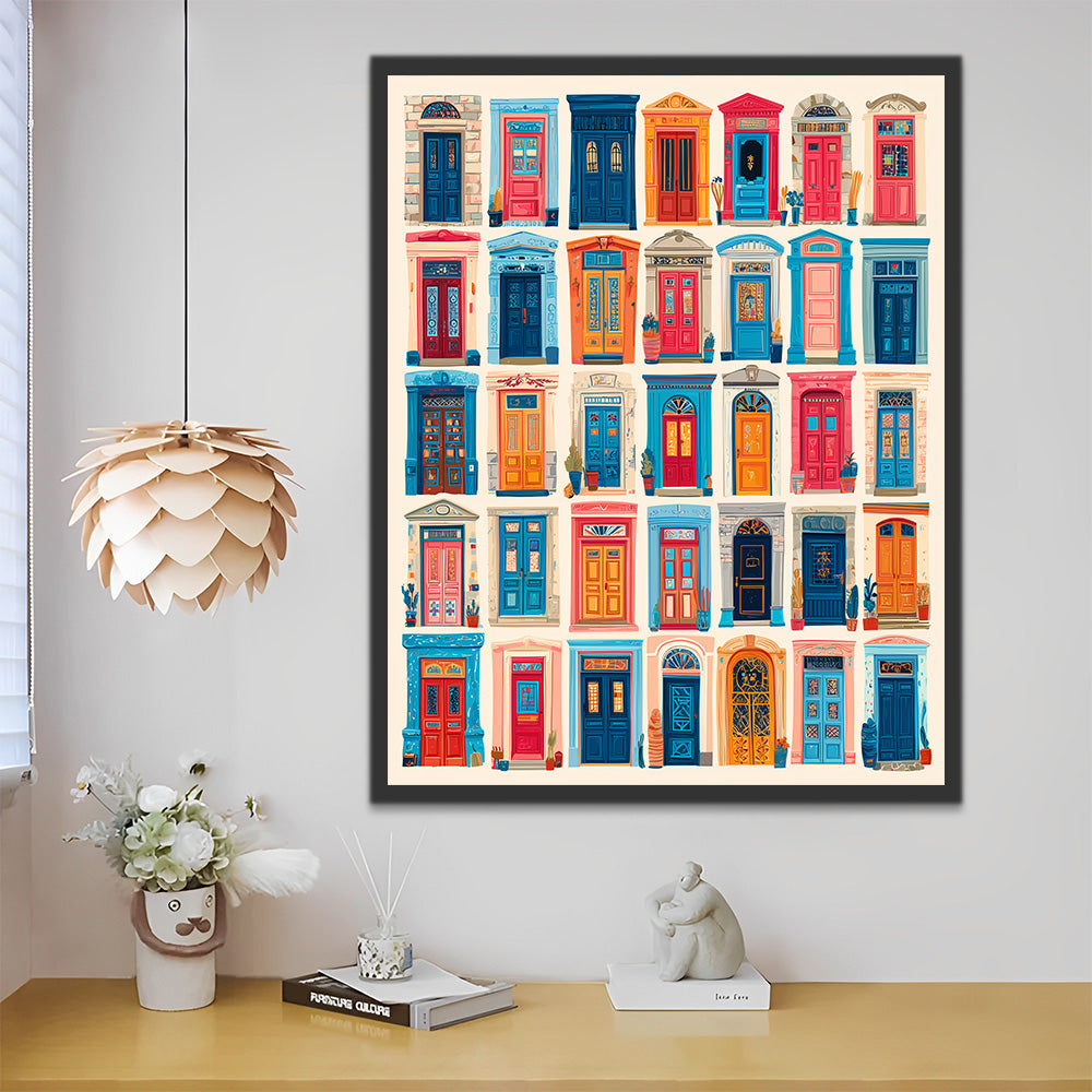 Portes Européennes Colorées et Magnifiques Peinture par Numéros
