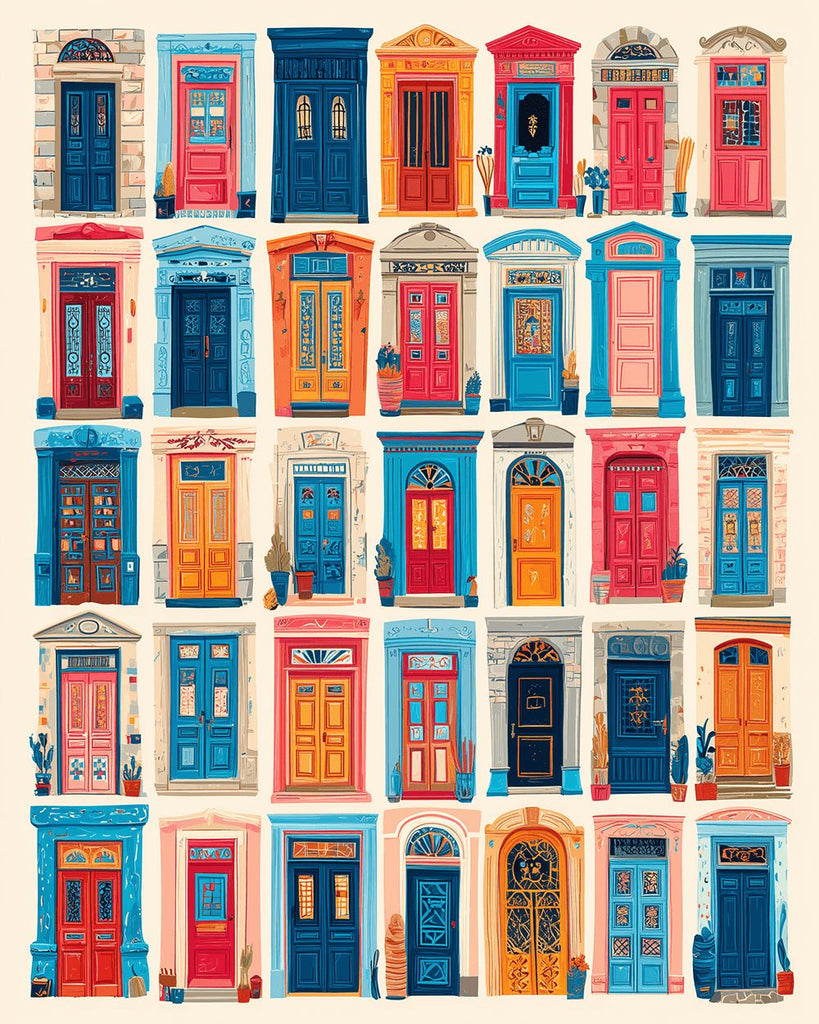 Portes Européennes Colorées et Magnifiques Peinture par Numéros