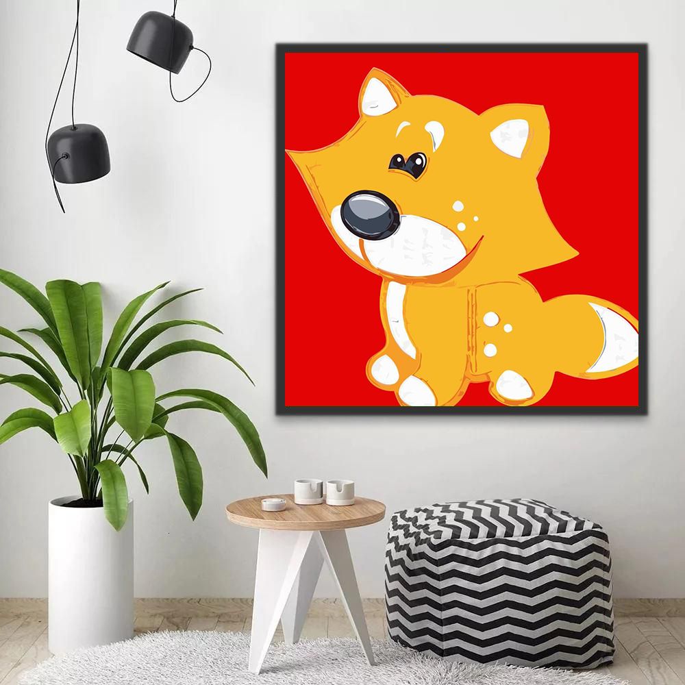Renard Abstrait Cartoon Peinture par Numéros