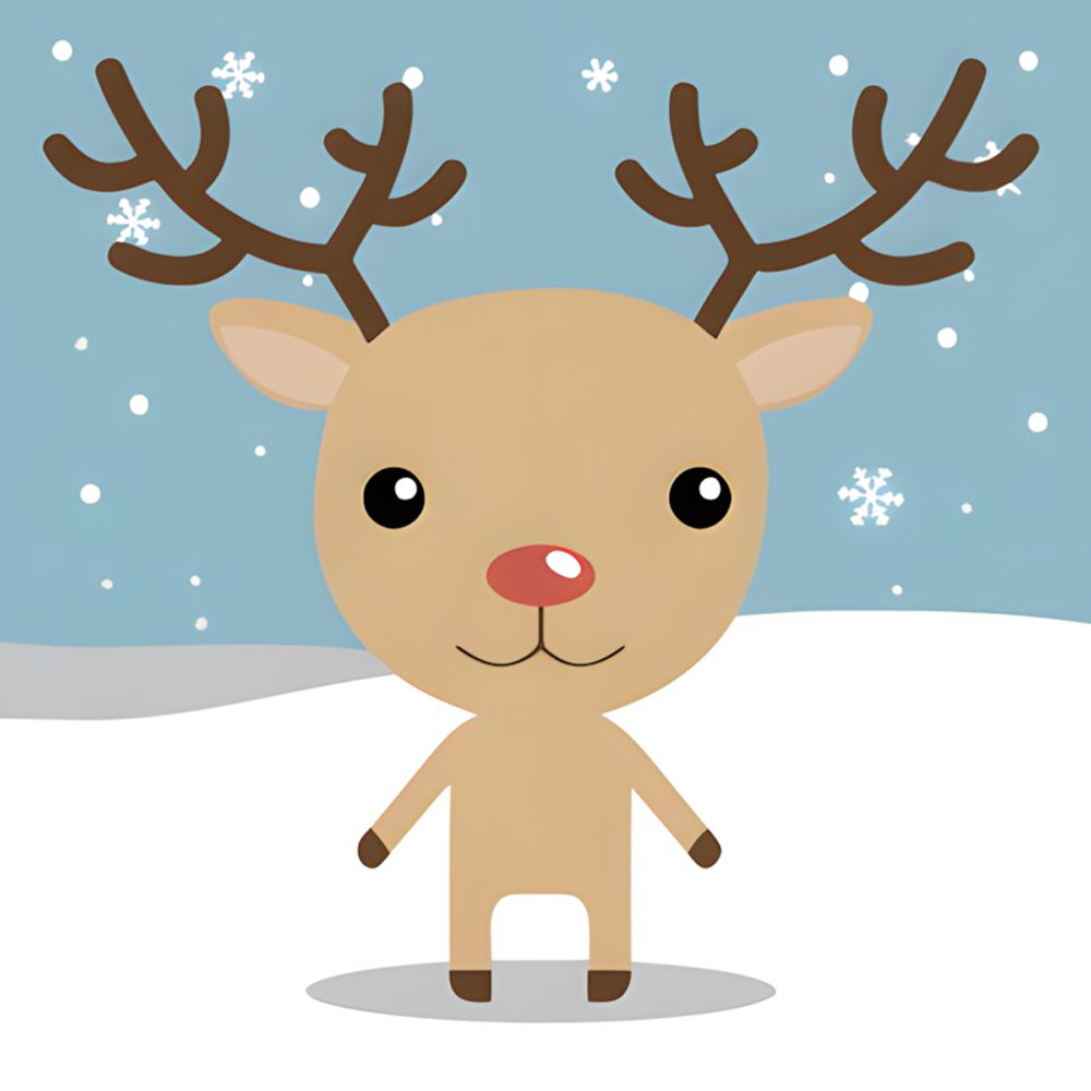 Renne Cartoon de Noël Peinture par Numéros