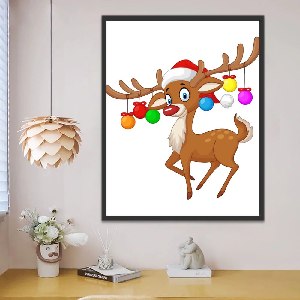 Renne de Noël Cartoon Enfants Peinture par Numéros