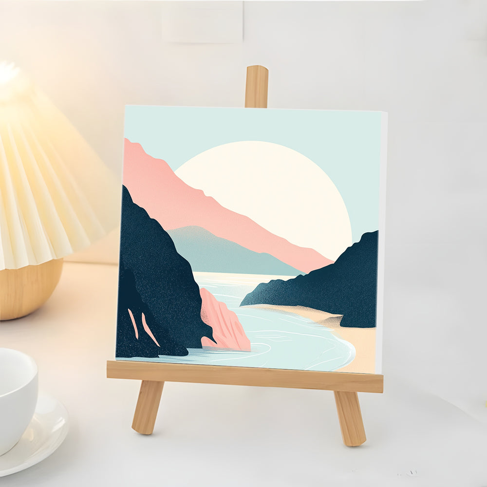 Rivière entre Les Montagnes Mini Peinture par Numéros
