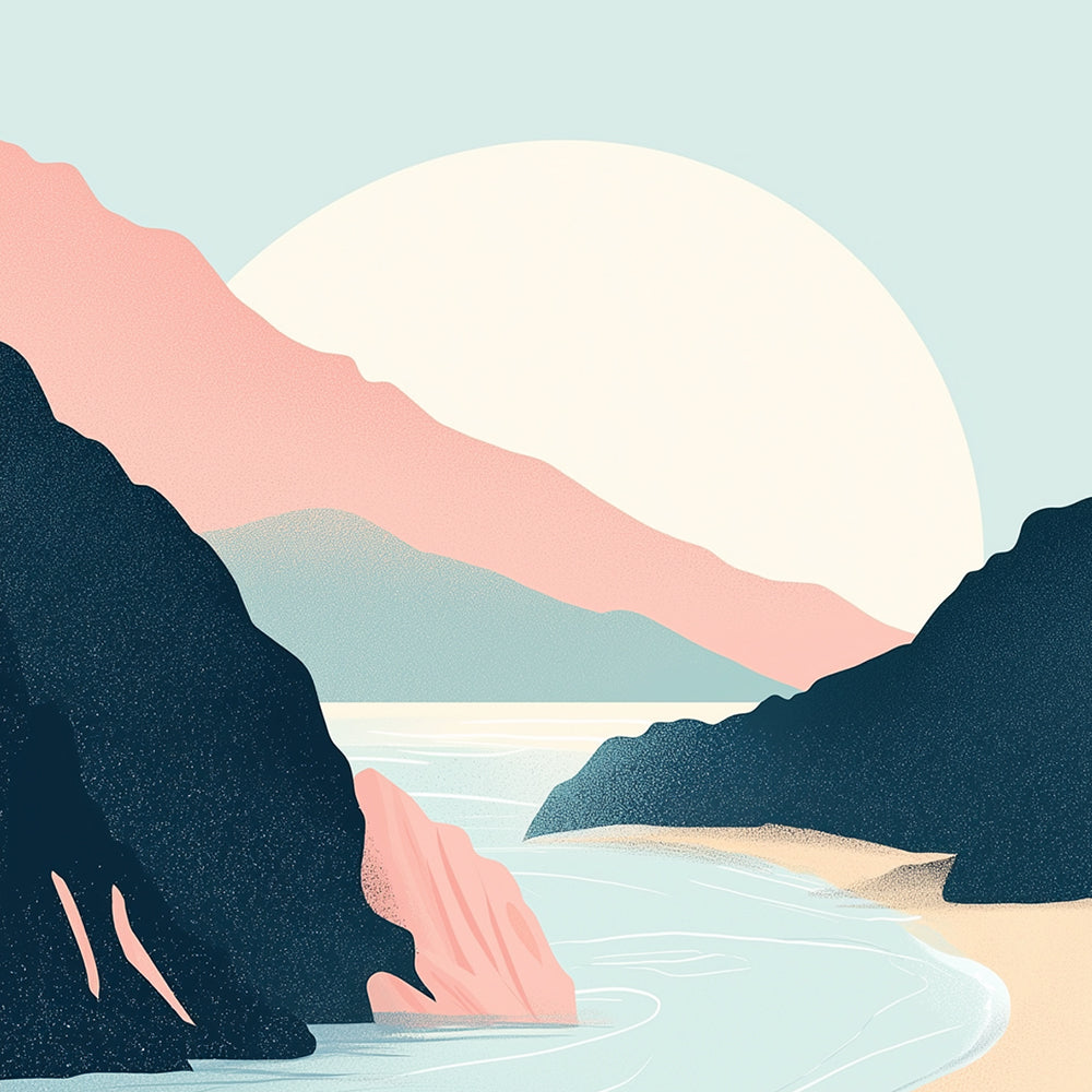 Rivière entre Les Montagnes Mini Peinture par Numéros