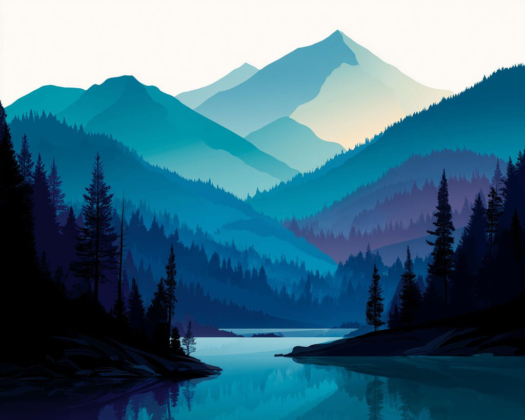 Rivière sous les Montagnes Peinture par Numéros
