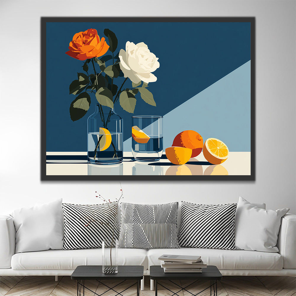 Roses Pures et Citrons Peinture par Numéros