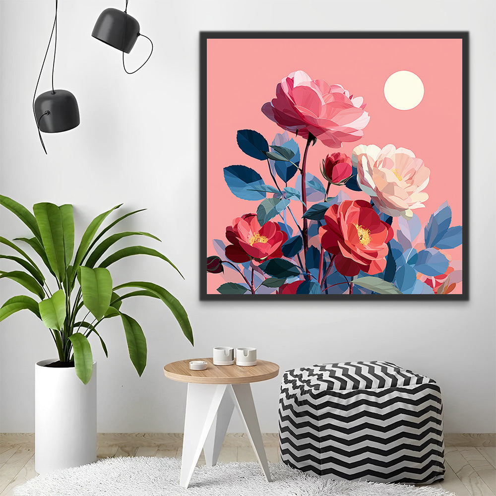 Roses Roses et Rouges Peinture par Numéros