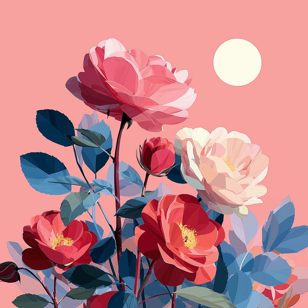 Roses Roses et Rouges Peinture par Numéros