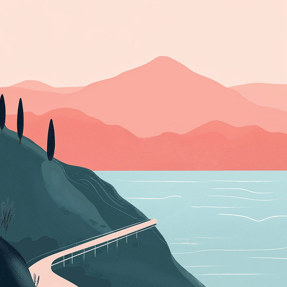 Route de Montagne Sinueuse en Bord de Mer Mini Peinture par Numéros