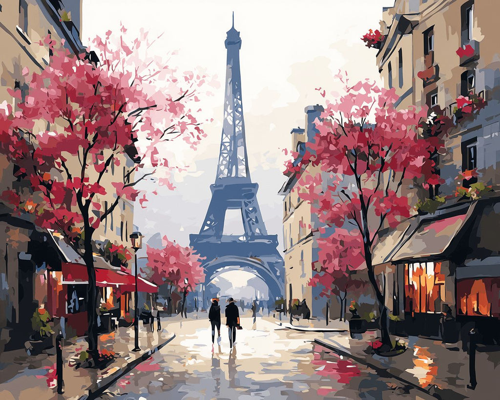 Rue au Pied de la Tour Eiffel Peinture par Numéros
