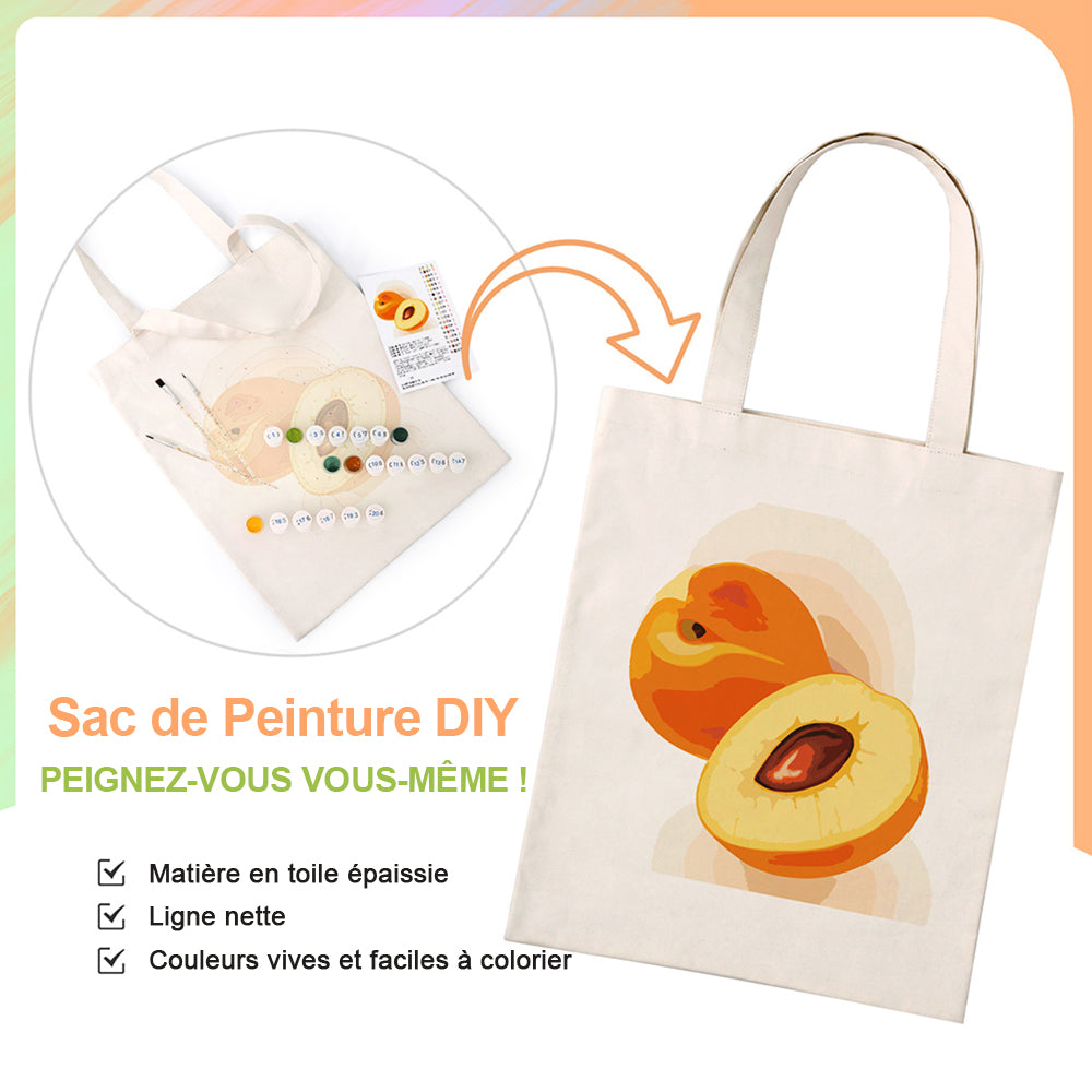 Sac Toile Abricots Mûrs Peinture par Numéros