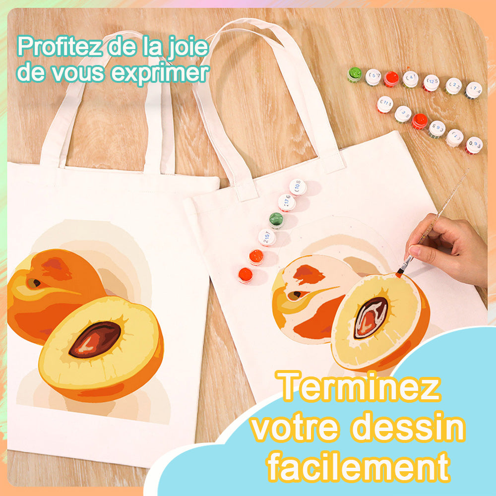 Sac Toile Abricots Mûrs Peinture par Numéros