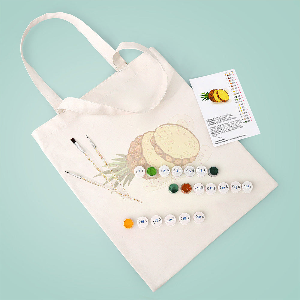Sac Toile Ananas Frais Peinture par Numéros