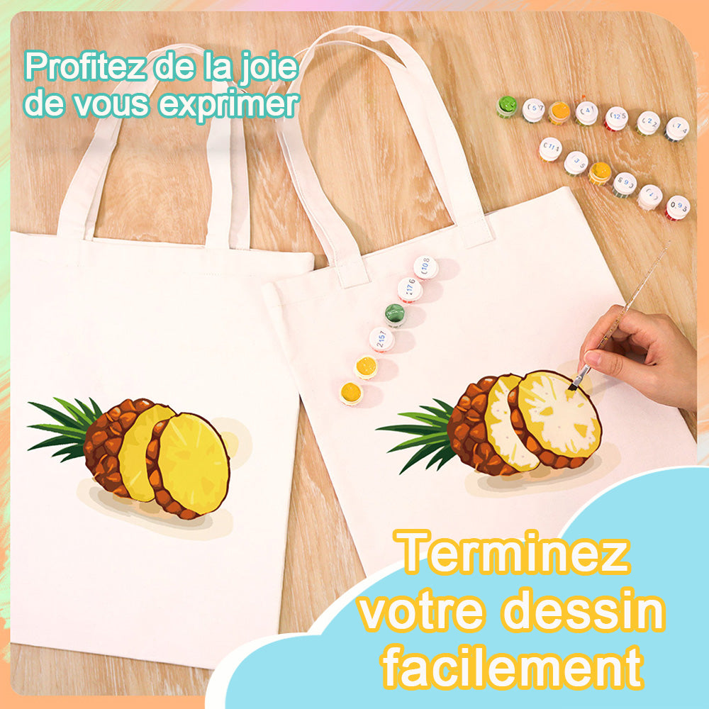 Sac Toile Ananas Frais Peinture par Numéros