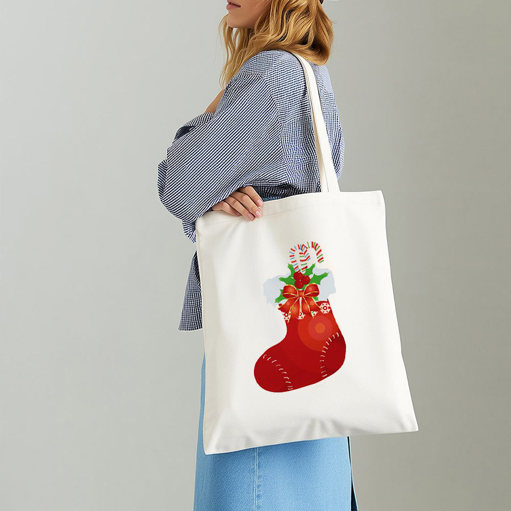 Sac Toile Bas de Noël Rouge Peinture par Numéros
