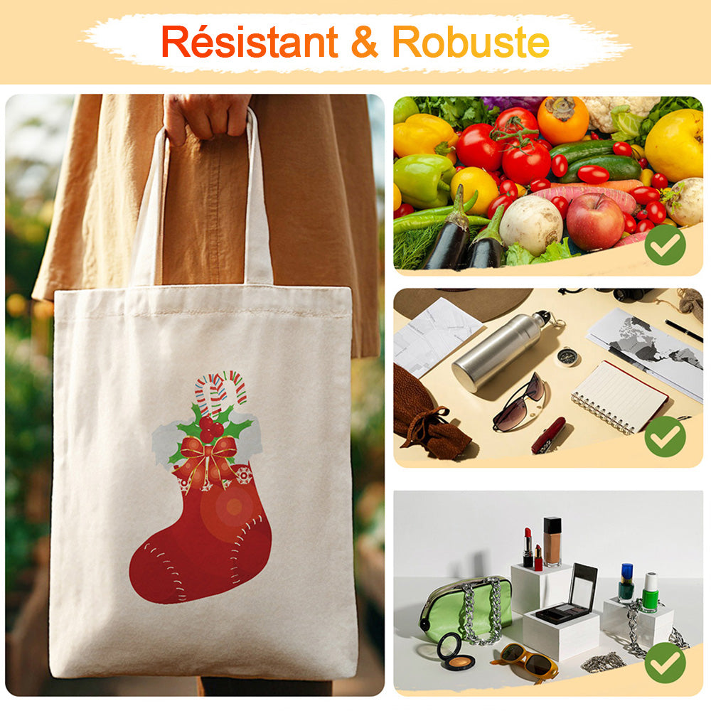 Sac Toile Bas de Noël Rouge Peinture par Numéros