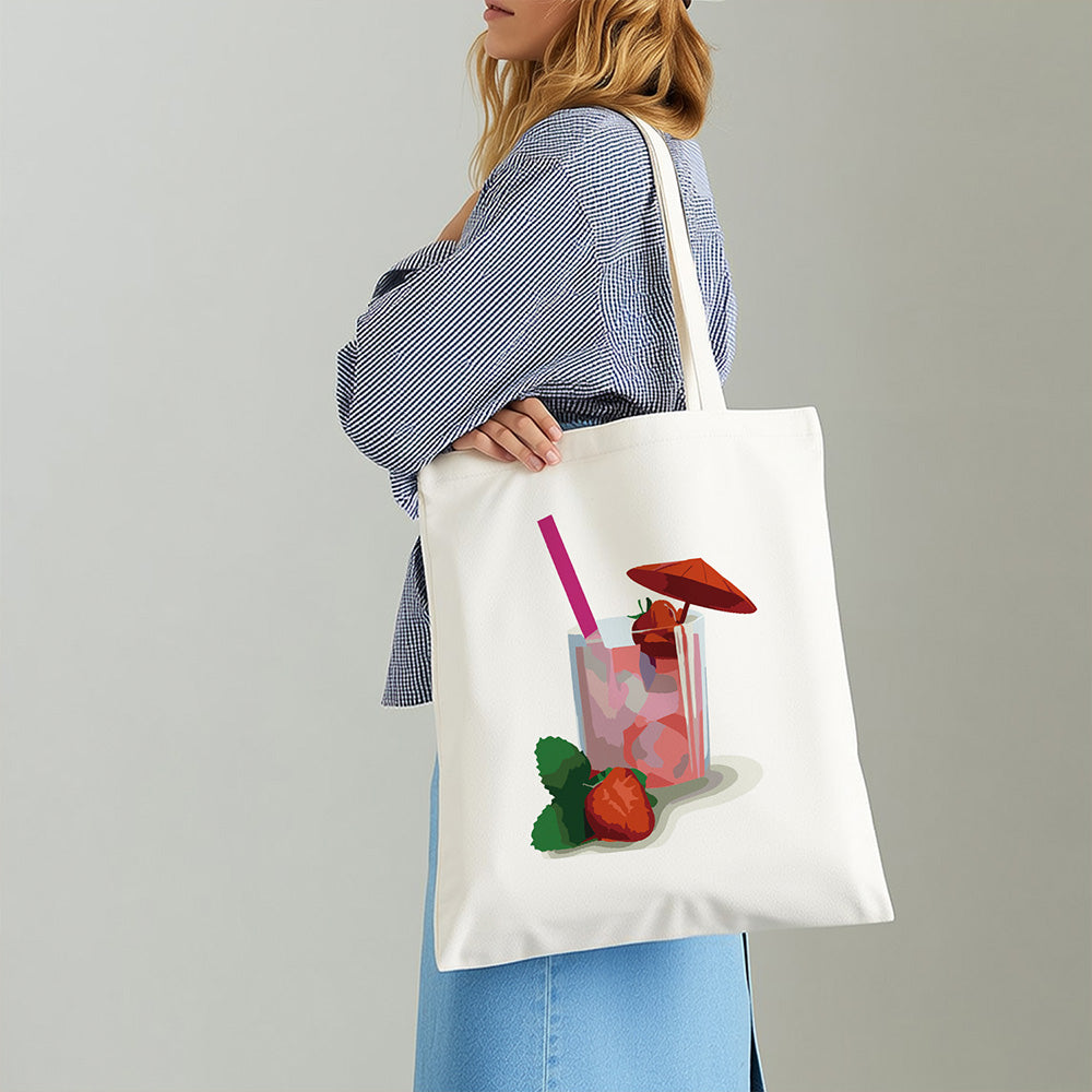 Sac Toile Cocktail Saveur Fraise Peinture par Numéros