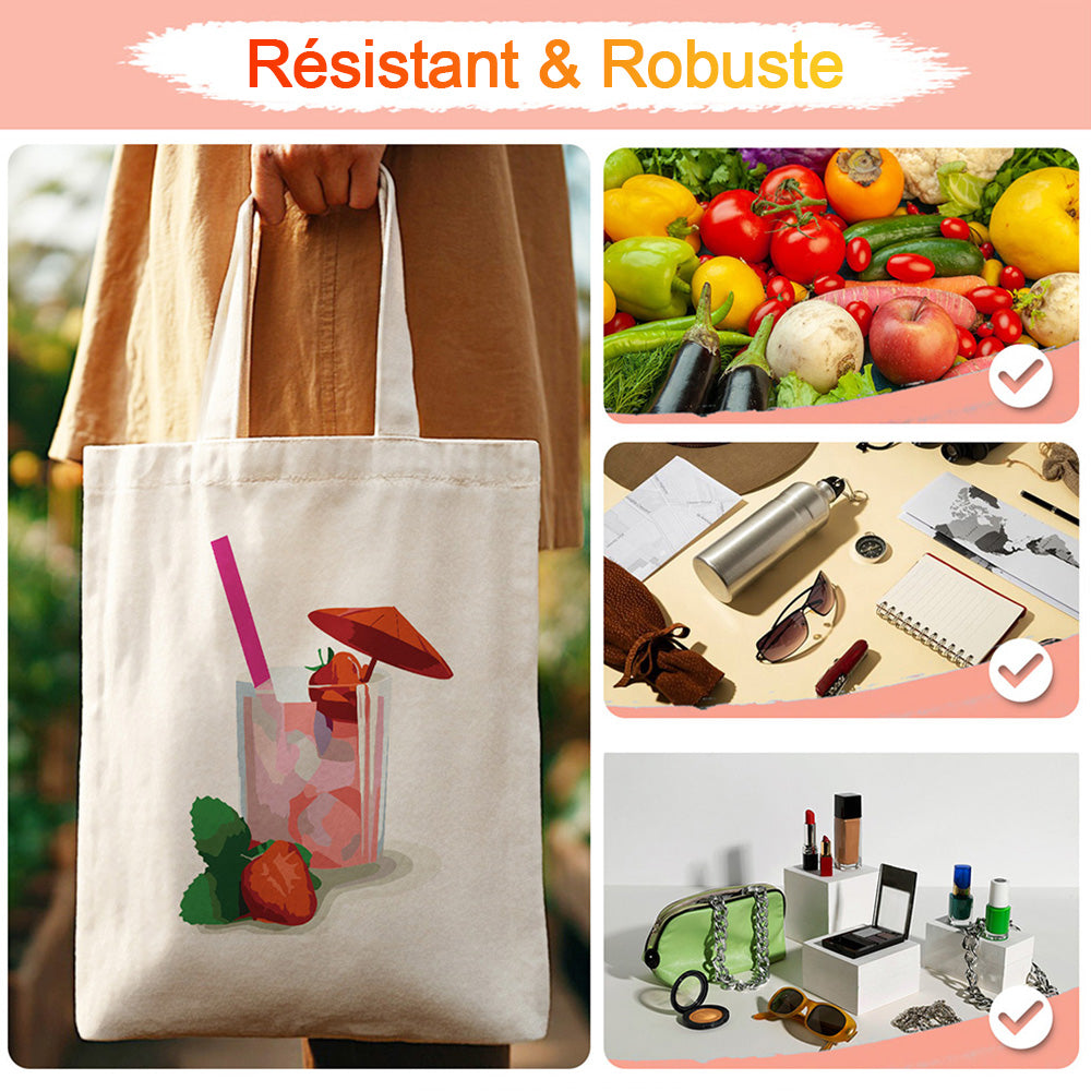Sac Toile Cocktail Saveur Fraise Peinture par Numéros