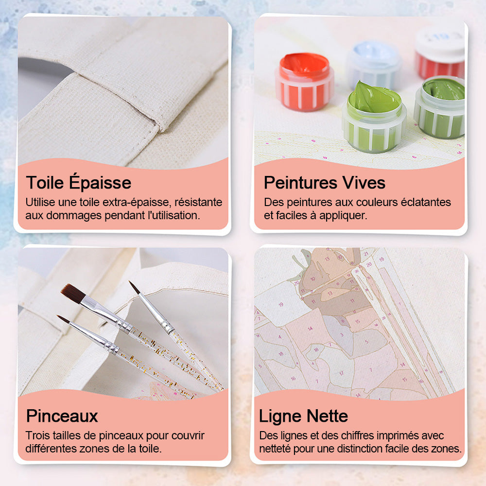 Sac Toile Cocktail Saveur Fraise Peinture par Numéros