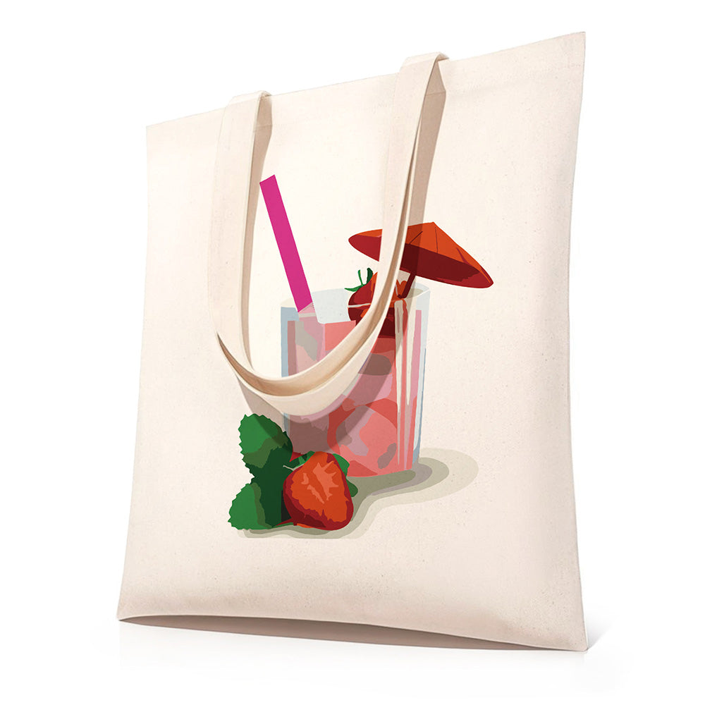 Sac Toile Cocktail Saveur Fraise Peinture par Numéros