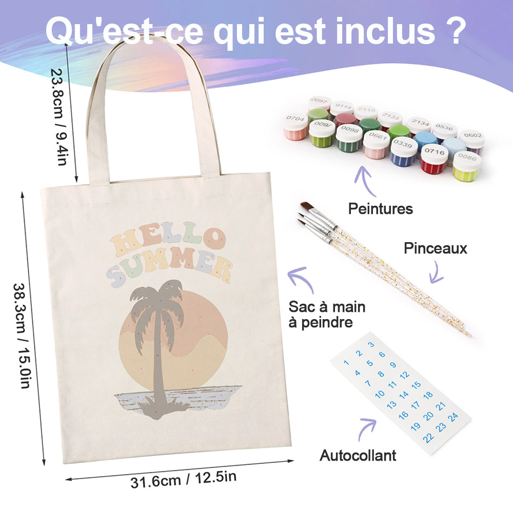 Sac Toile Coucher de Soleil au Bord de Mer d'Été Peinture par Numéros