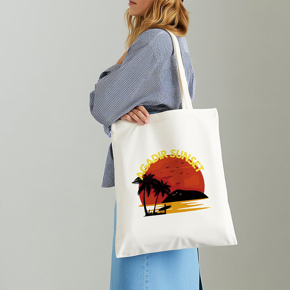 Sac Toile Coucher de Soleil d'Agadir Peinture par Numéros