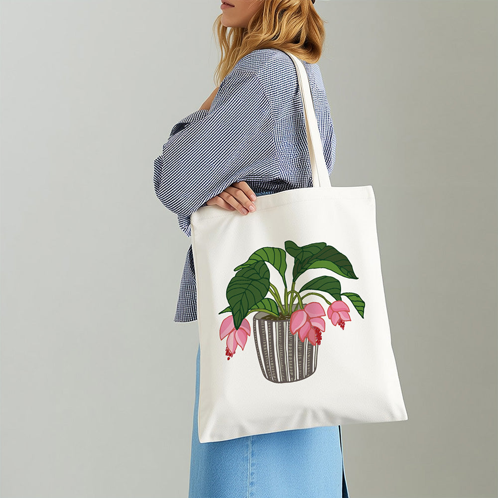 Sac Toile Fleurs et Feuilles en Vase de Verre Peinture par Numéros