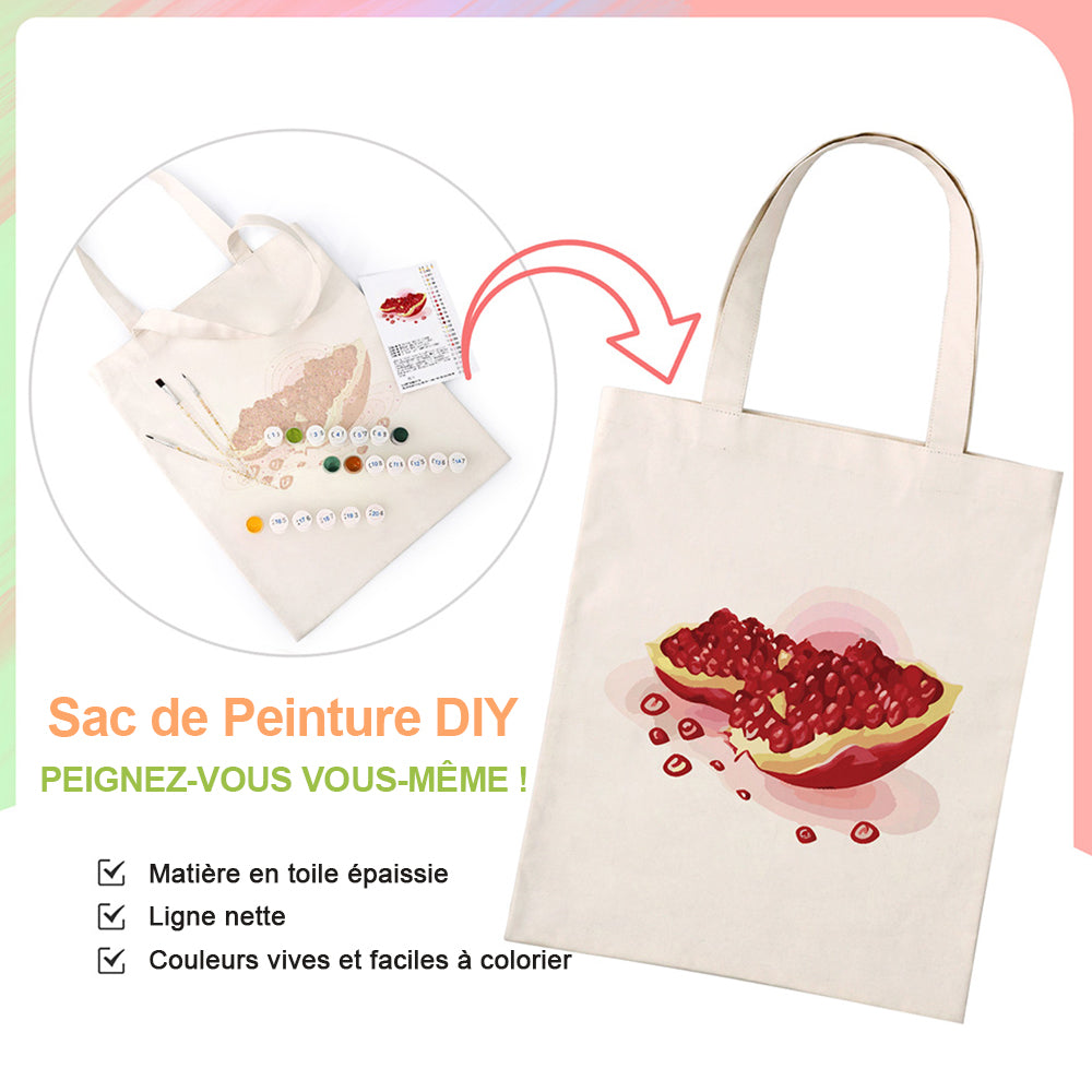 Sac Toile Graines de Grenade Rouges et Pulpeuses Peinture par Numéros
