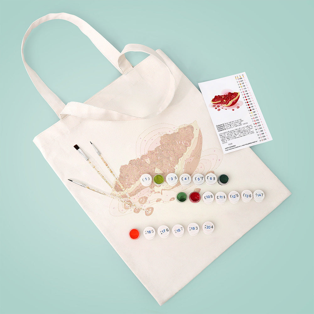 Sac Toile Graines de Grenade Rouges et Pulpeuses Peinture par Numéros