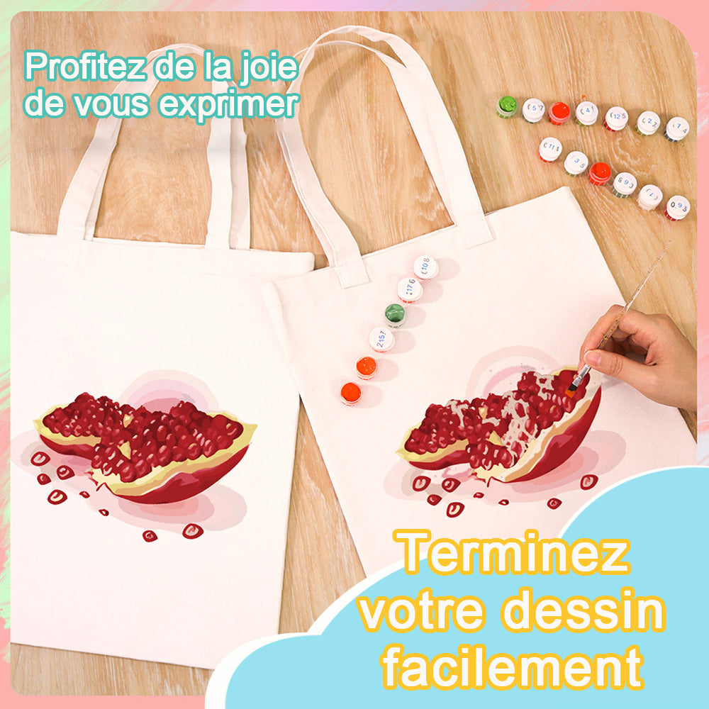 Sac Toile Graines de Grenade Rouges et Pulpeuses Peinture par Numéros