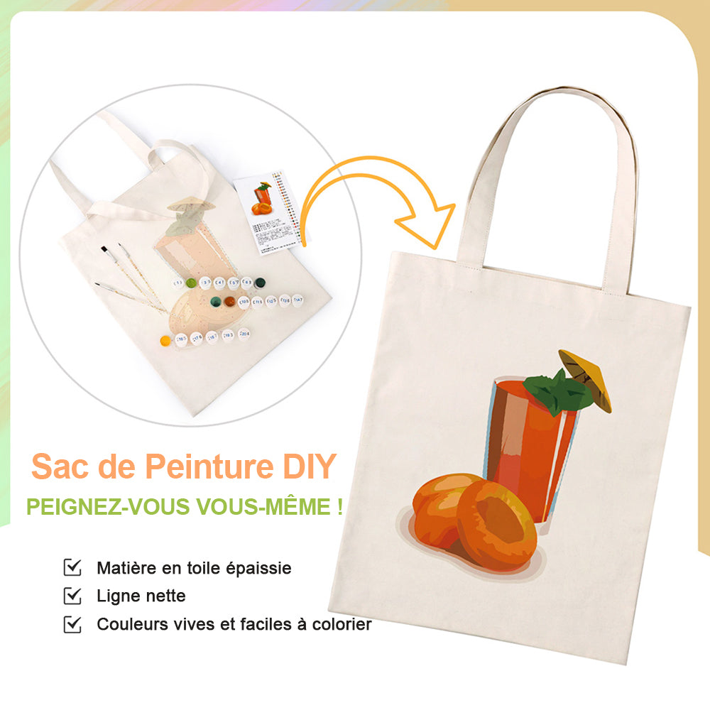 Sac Toile Jus de Fruits Frais Peinture par Numéros