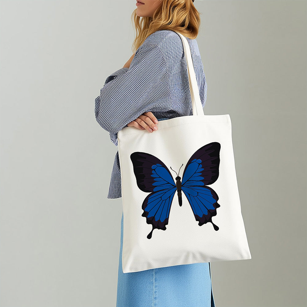 Sac Toile Papillon Bleu et Noir Peinture par Numéros