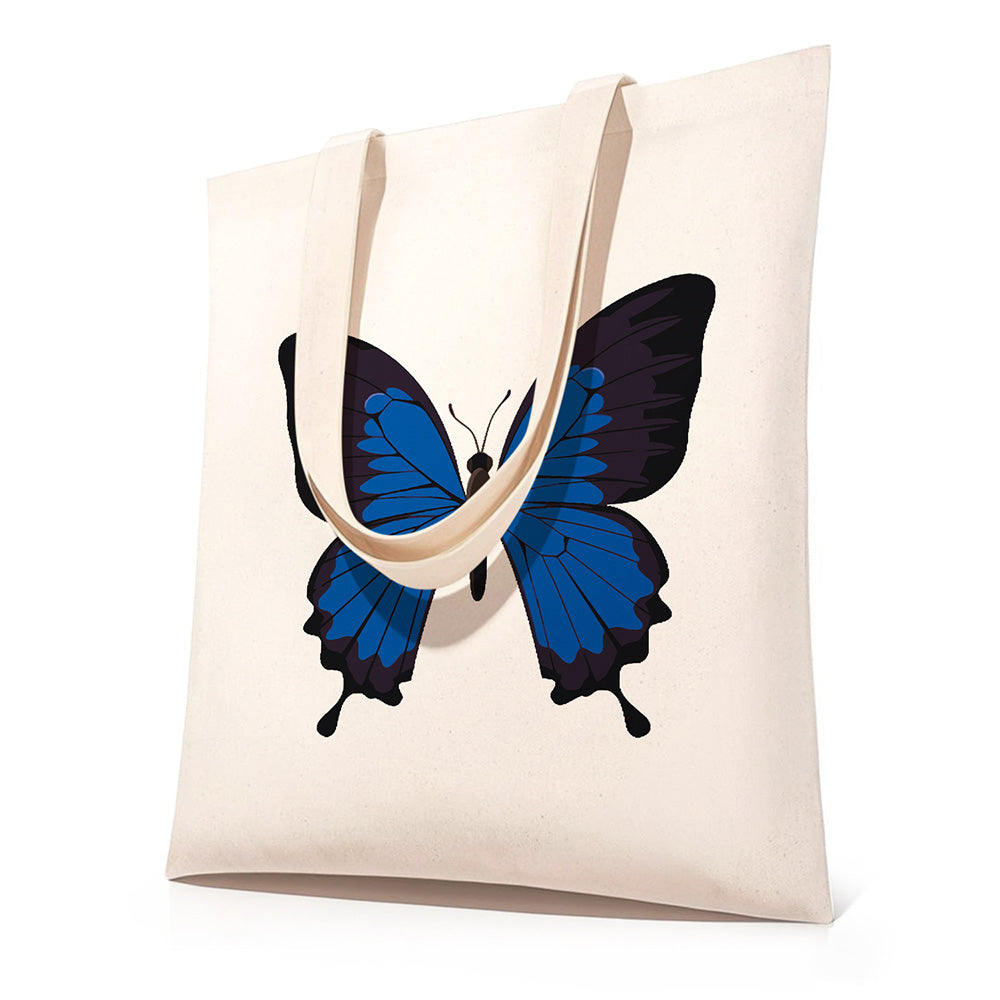 Sac Toile Papillon Bleu et Noir Peinture par Numéros