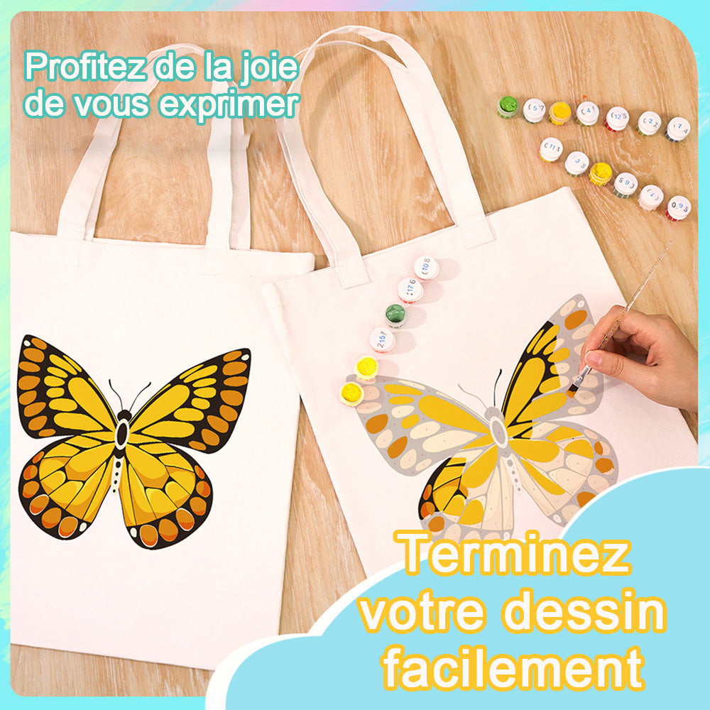 Sac Toile Papillon Doré Peinture par Numéros
