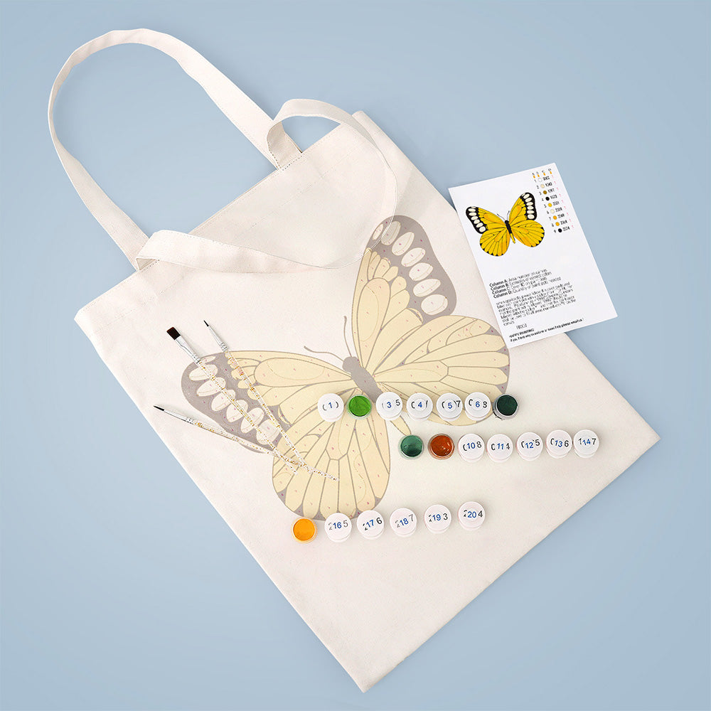 Sac Toile Papillon Jaune Peinture par Numéros