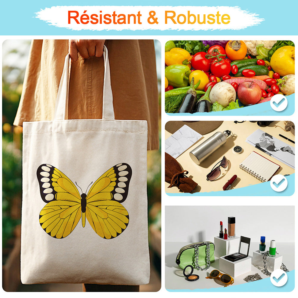 Sac Toile Papillon Jaune Peinture par Numéros