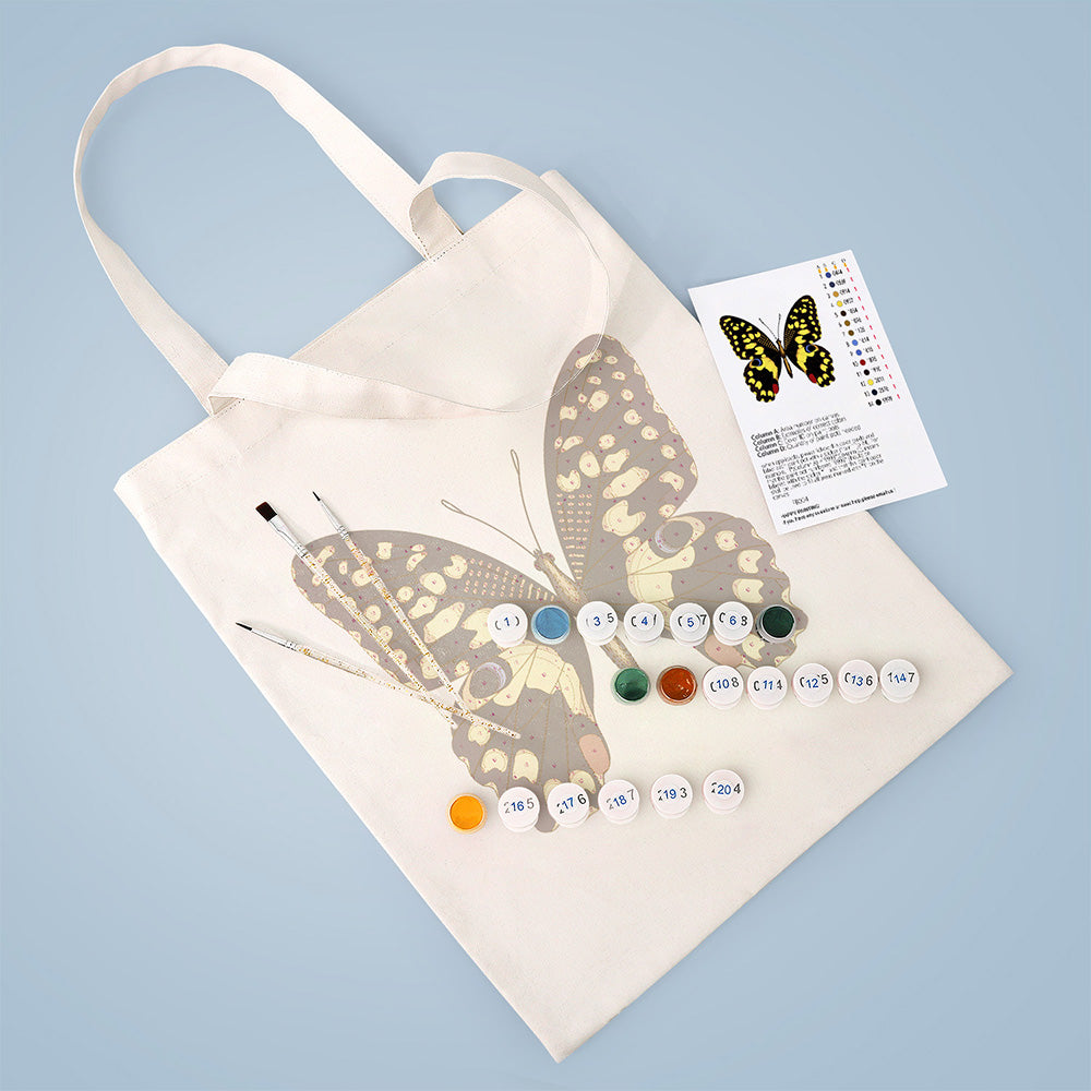 Sac Toile Papillon Noir et Doré Peinture par Numéros