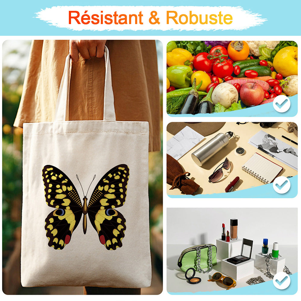 Sac Toile Papillon Noir et Doré Peinture par Numéros