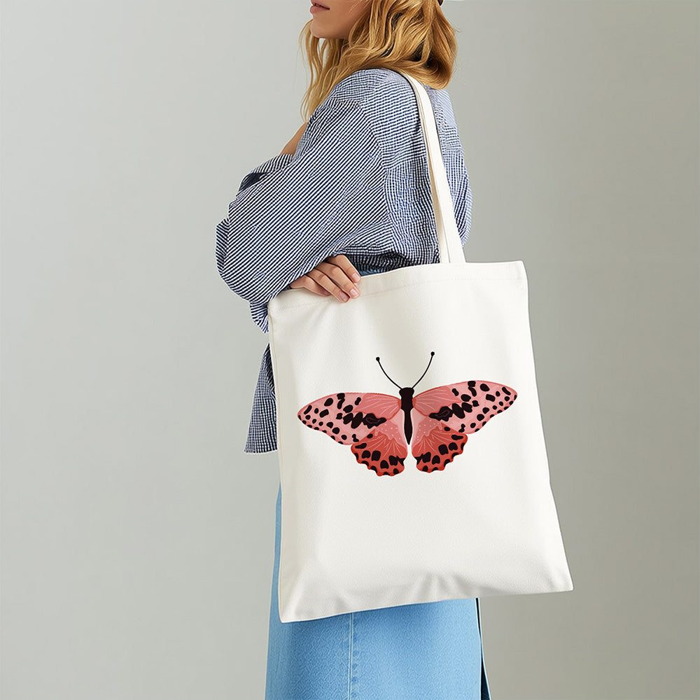 Sac Toile Papillon Rose à Points Noirs Peinture par Numéros