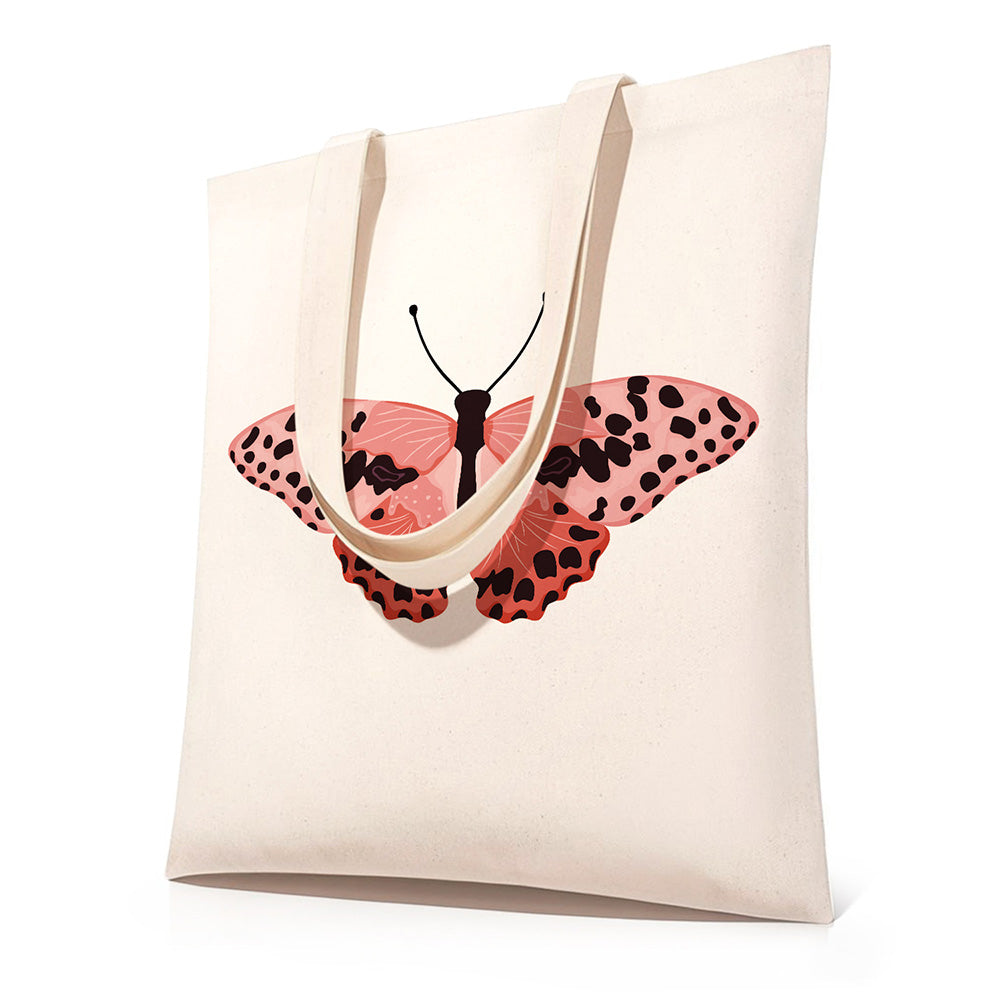 Sac Toile Papillon Rose à Points Noirs Peinture par Numéros