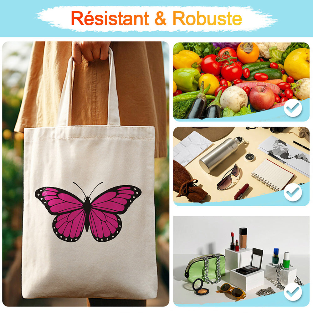 Sac Toile Papillon Rouge Rosé Peinture par Numéros