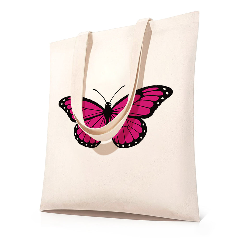 Sac Toile Papillon Rouge Rosé Peinture par Numéros