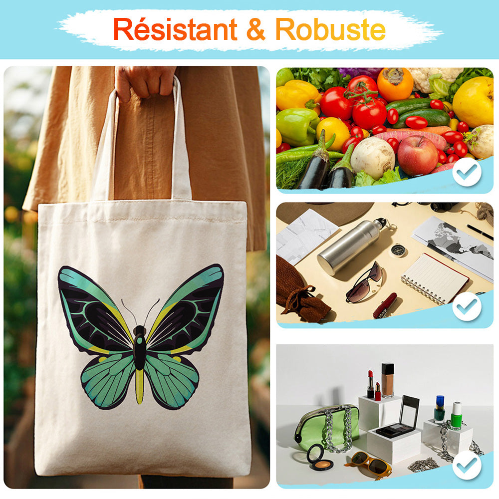 Sac Toile Papillon Vert Peinture par Numéros